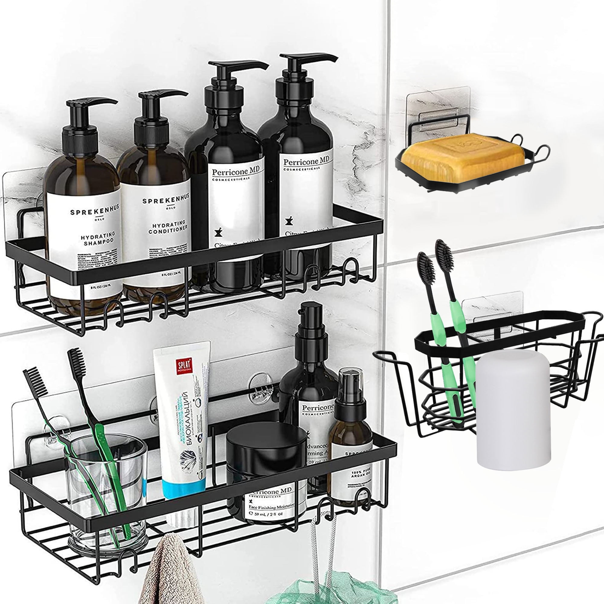 ASTARIN Shower Caddy Portable, 4 Pack No Drilling Adhesive Wall Mounted