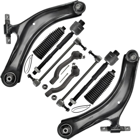 ASTARPRO - 10pc Front End Suspension Kit Replacement for 2008-2013 Nissan Rogue 14-15 Rogue Select 2009 2010 2011 2012, 2 Front Lower Control Arms Assembly 2 Sway Bars 4 Inner Outer Tie Rods 2 Boots