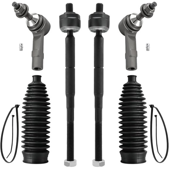 ASTARPRO - Front 6pc Tie Rods Kit for 2010-2015 Ford Flex Taurus Lincoln MKS, 2010-2016 MKT, 4 Outer & Inner Tie Rods 2 Boots 2011 2012 2013 2014 Replacement