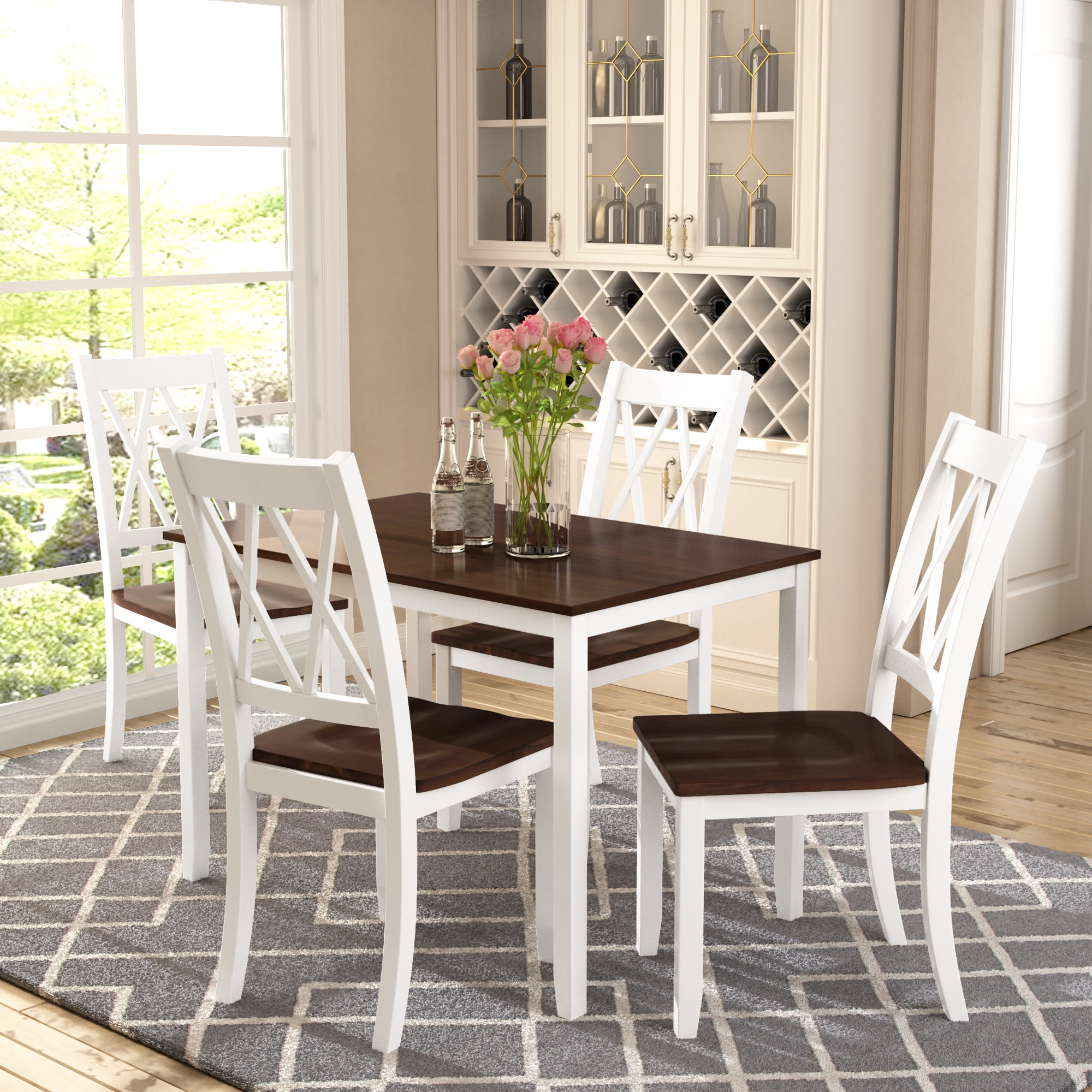 White wood dining table set sales