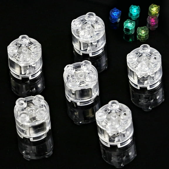 ASTEM Colorful Light-Up-Bricks Accessories Kits, 2x2 Classic Transparent LED Light Brick Pack, 6PCS Parts Building-Blocks Set Toys
