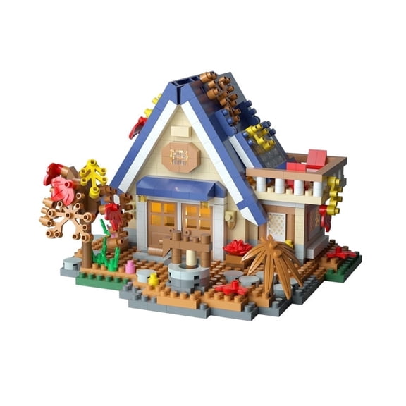 ASTEM Enchanted Forest A-Frame Cabin Mini Building Blocks Set Micro Architecture Toy for Adults Collectible Forest House Display Model Gift, 715Pcs