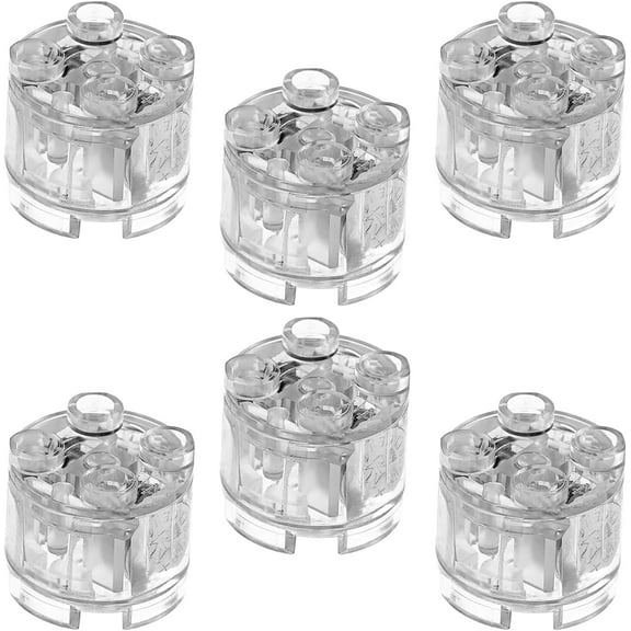 ASTEM Light White Light-Up-Bricks Accessories Kits, 2x2 Classic Transparent LED Light Brick Pack, 6PCS Parts Building-Blocks Set Toys