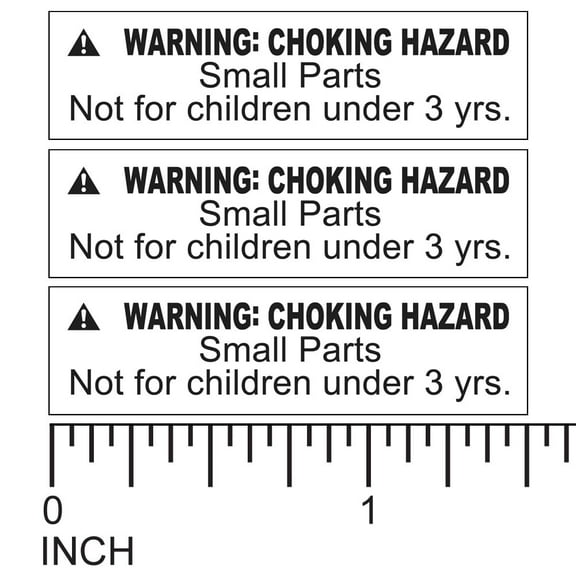 ASTM Compliant 1,000 Warning Labels Small Parts Choking Hazard Stickers Not for Children Under 3 Years 1 Roll of 1.5" x 0.4" Adhesive Labels (White Background/Black Text)