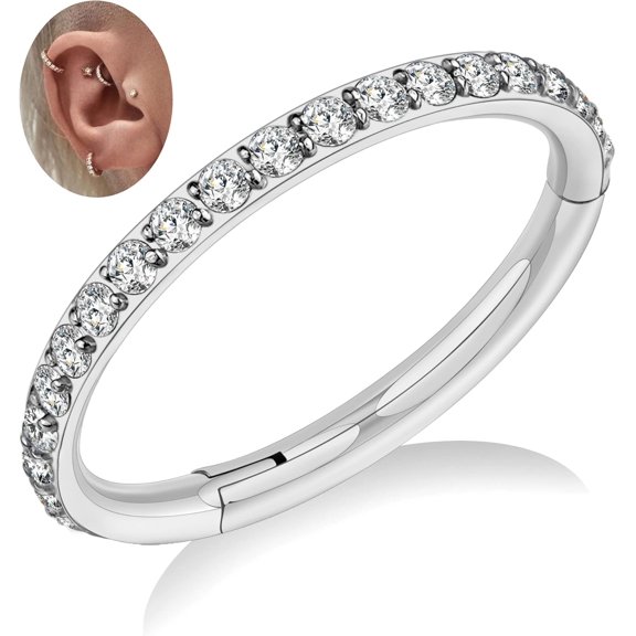 ASTM F136 Titanium Hoop Piercing Jewelry 16G 18G 6mm 8mm 10mm 11mm 12mm - Hypoallergenic Hinged Clicker for Septum, Cartilage, Conch, Helix, Rook, Tragus, Daith