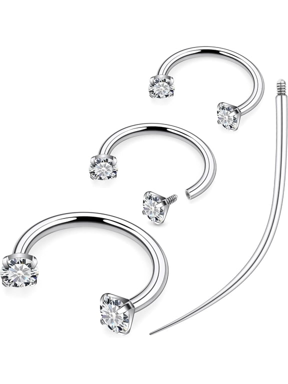 ASTM F136 Titanium Horseshoe Septum Ring 16G Internally Threaded Piercing Jewelry For Women Men 8mm 10mm 12mm