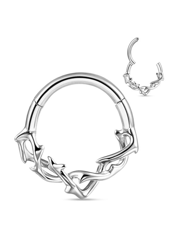 ASTM F136 Titanium Septum Ring Hoop,16G/8mm Nose rings Piercing Body Jewelry Clicker Cartilage Earring Hinged Segment Daith Piercing Black silver gold 1PC
