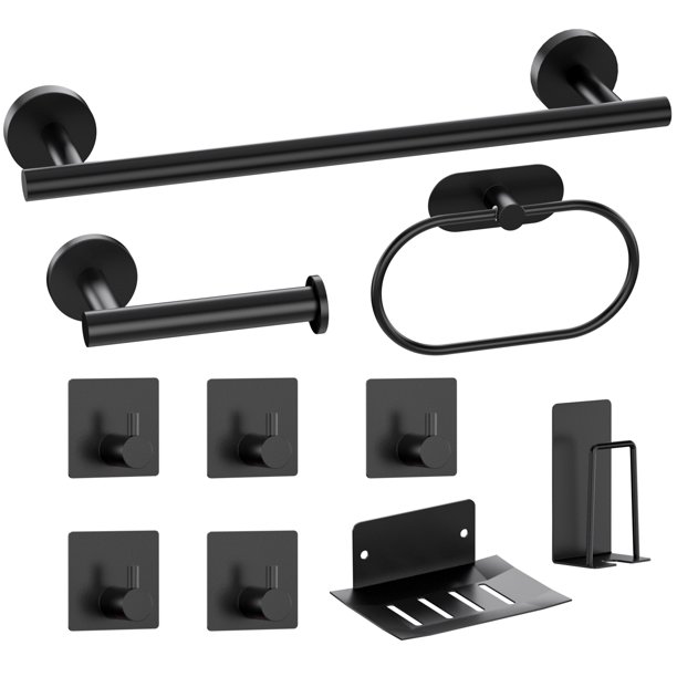 ASTOFLI 10Pieces Bathroom Hardware Set, Stainless Steel Matte Black
