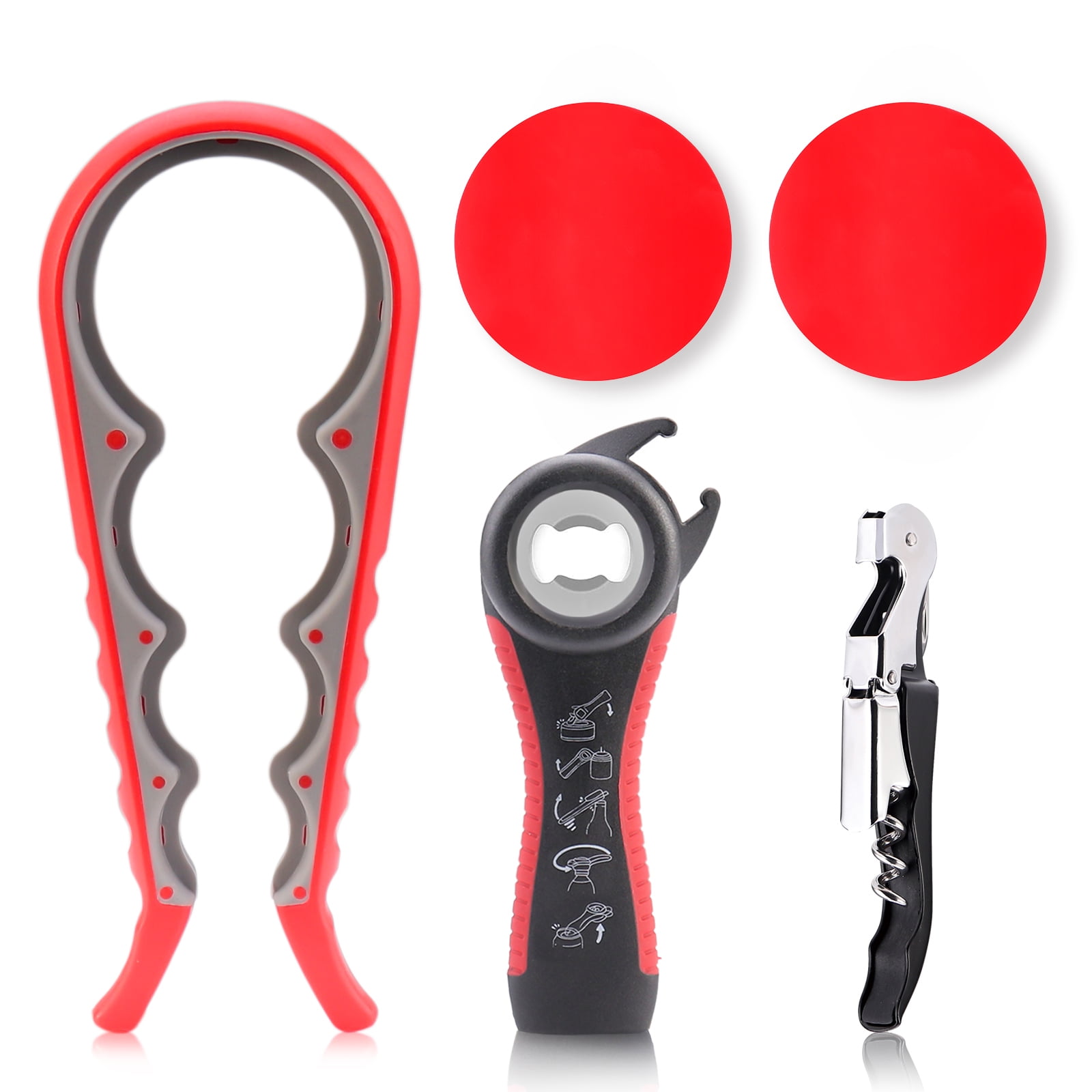 ASTOFLI 5 Pack Plastic Jar Opener/Bottle Opener/Wine Corkscrew/Jar