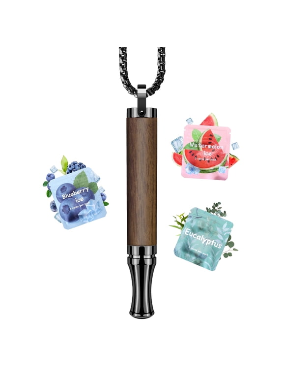 Breathing Necklace for Adults(Black): Adjustable Air Outlet Breathing Wooden Necklace - Stress Anxiety Relief
