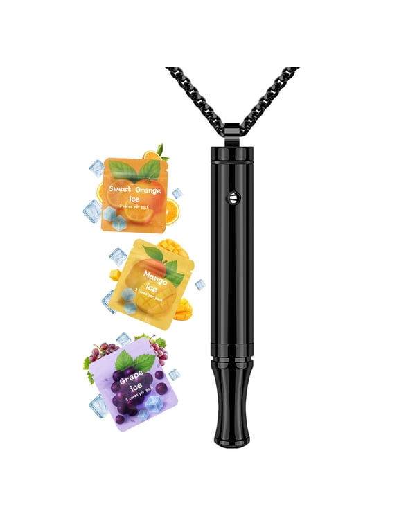 Adjustable Air Outlet Breathing Necklace With Resistance - Black Fruit Flavored Breathe Free Stop Anxiety Relief For Adults - Adjustable Breathfree Breathing Necklace With Resistance Filter