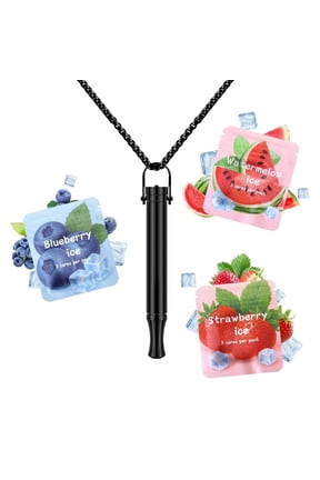 Anxiety Breathing Necklace with Resistance - Breathlace Filter Help Stop Stress - Relief Breath Necklace Flavoured for Adults - Breathe Free Device Flavour Filters Gifts - Black