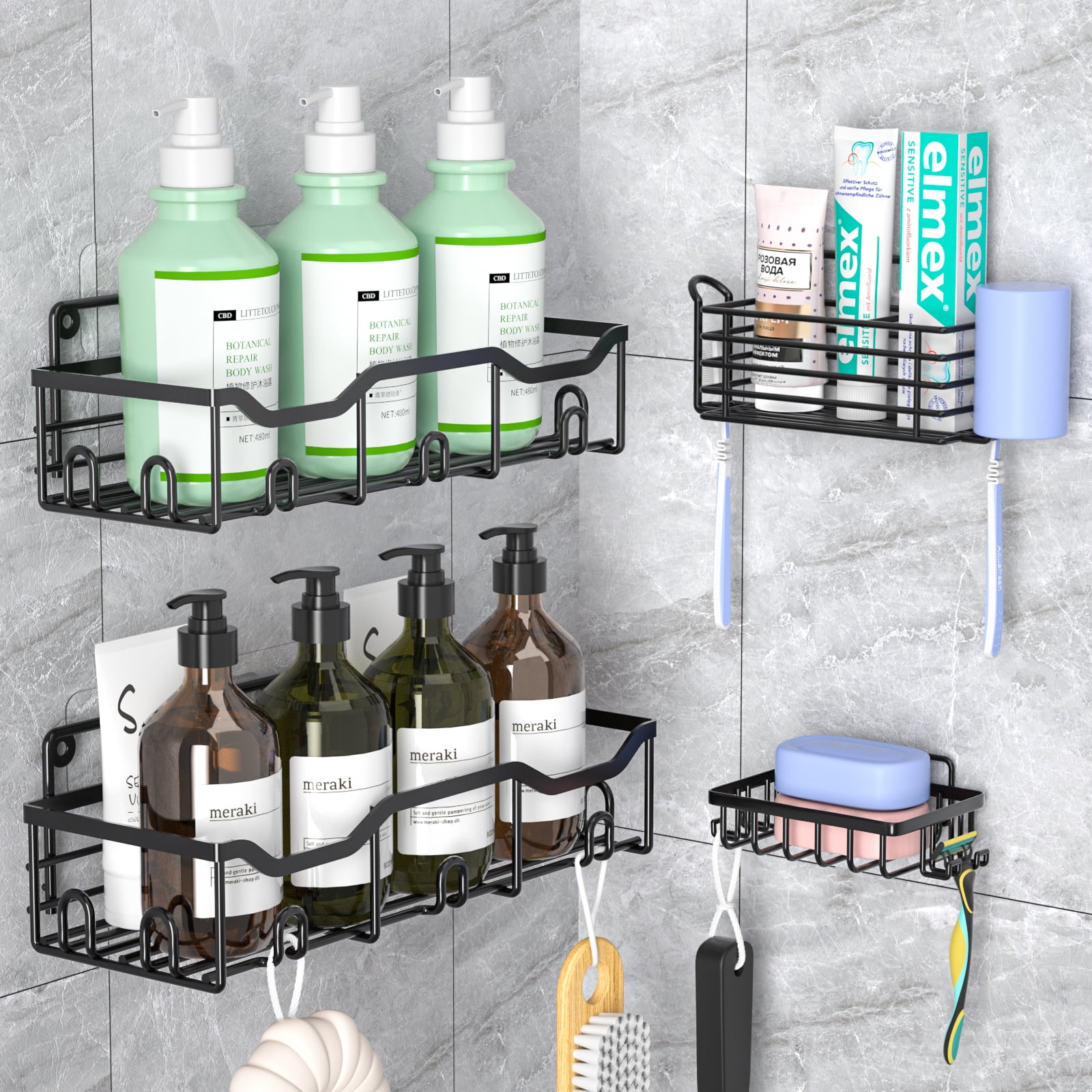 Koovon Shower Caddy, Adhesive Shower Organizer for Bathroom