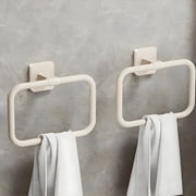 ASTOTSELL Towel Ring - Thickened Space Aluminum Towel Holder, Towel Racks for Bathroom, Modern Square Towel Hanger Wall Mounted -Cream White 2 Pcs