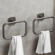 ASTOTSELL 2 Pack Towel Ring - Thickened Space Aluminum Towel Holder, Towel Racks for Bathroom, Modern Square Towel Hanger Wall Mounted -Gunmetal Gray