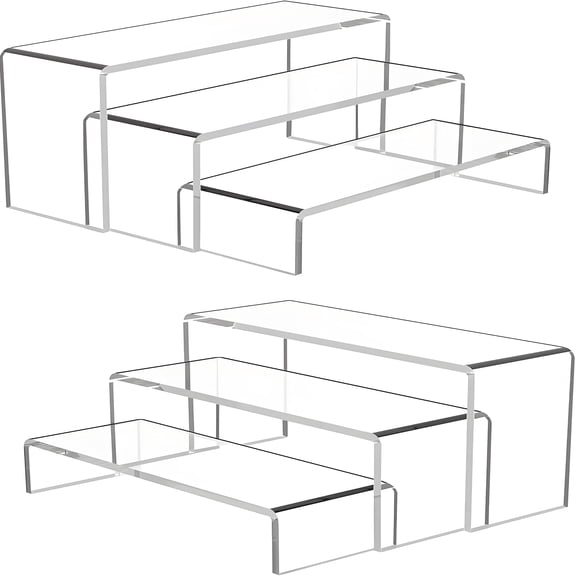 ASTOTSELL Acrylic U-Shaped Display Risers, 2 Set - 6 Pack Clear Display Shelf, Acrylic Risers Display Stands for Show Figures, Cupcake, Perfume, Jewelry, Toys
