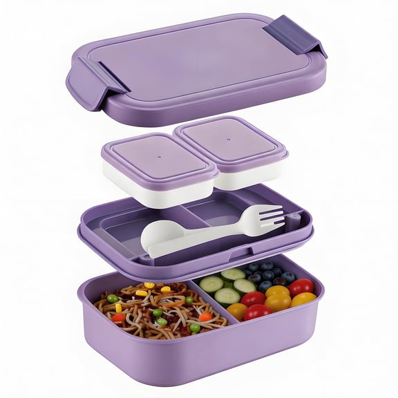 ASTOTSELL PP Leak-Proof, BPA-Free, Dishwasher/Microwave Safe, Stackable Bento Boxes, for Adults & Teens - Purple