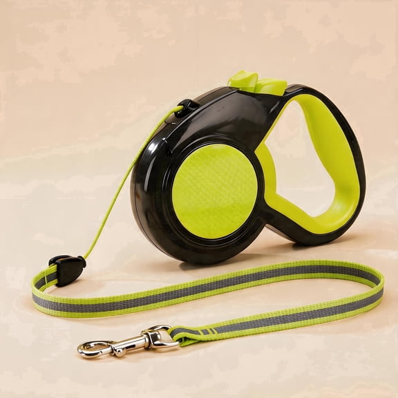 ASTOTSELL 16 ft Nylon Reflective Dog Retractable Leash with Anti-Slip Handle, One-Handed Brake, Lock, for Medium Small Dogs up to 44 lbs - Green