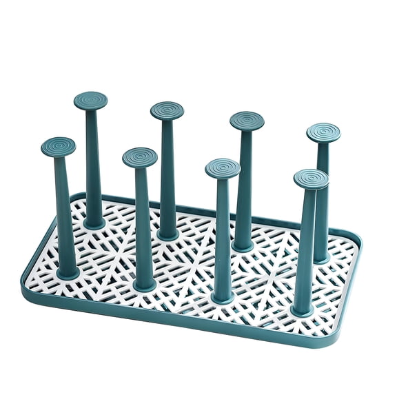 ASTOTSELL Water Cup Drying Rack - Cup & Dish Drying Rack with Non-Slip Grid & Water Collection Tray for Kitchen Counter - Green