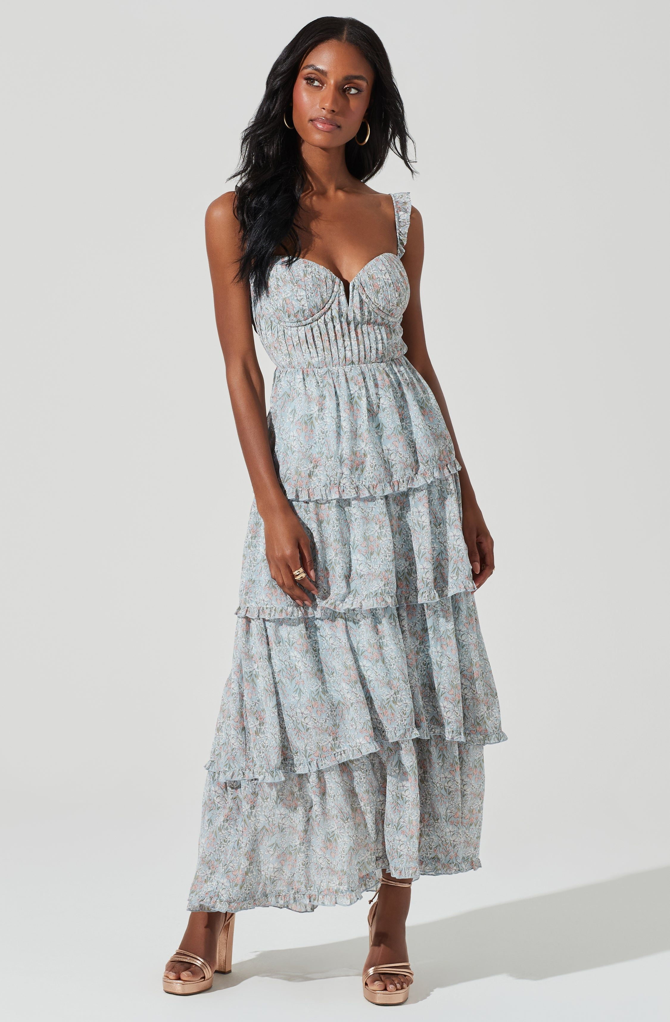 Floral tiered ruffle dress top