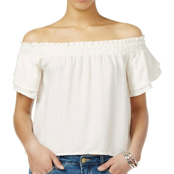 ASTR The Label Womens Cameron Knit Blouse, Off-White, Medium