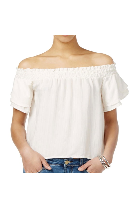 The Label Womens Cameron Knit Blouse, Off-White, Medium
