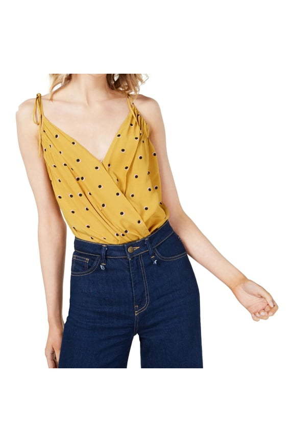 The Label Womens Marlow Bodysuit Jumpsuit, Yellow, Small