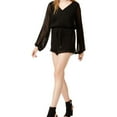 thumbnail image 1 of ASTR The Label Womens Roseanne Pleated Romper Jumpsuit, Black, Medium, 1 of 2