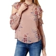 thumbnail image 1 of ASTR The Label Womens Sheer Peasant Blouse, Purple, Medium, 1 of 2