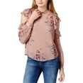 thumbnail image 1 of ASTR The Label Womens Chantelle Sheer Knit Blouse, Purple, Medium, 1 of 2