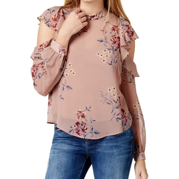 ASTR The Label Womens Chantelle Sheer Knit Blouse, Purple, X-Small