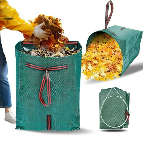 ASTRAEA 1 Pack 72 Gallon Yard Waste Bags, Reusable Lawn and Leaf Garden Bags with Reinforced Carry Handles for Patio Yard Trash Can, Green