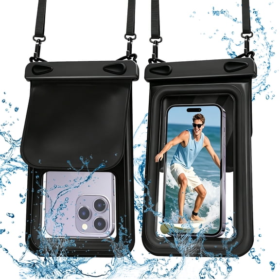 ASTRAEA 1 Pack Floating Phone Pouch with Dual Pockets, IPX8 Waterproof Phone Case with Lanyard, Dry Bag for 7.0" Cell Phones for Beach Pool Swimming