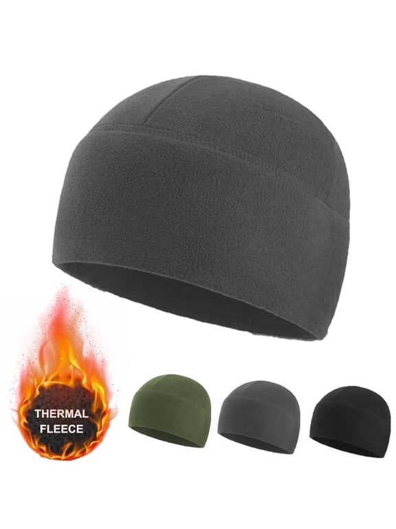 [1 Pack] Winter Thermal Beanie Hat, Warm Fleece Helmet Liner Skull Cap for Men Women Running Bike Ski, Gray