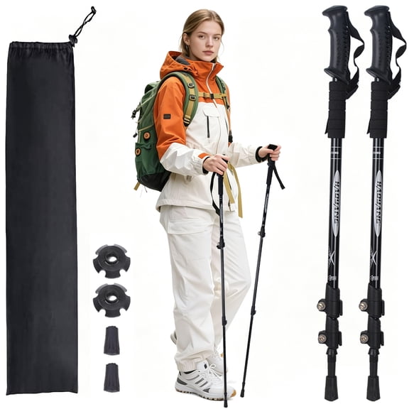 ASTRAEA 1 Pair Trekking Poles, Lightweight Collapsible Hiking Poles with Quick Flip Locks, Adjustable Height Hiking Sticks with EVA Grip for Men & Women