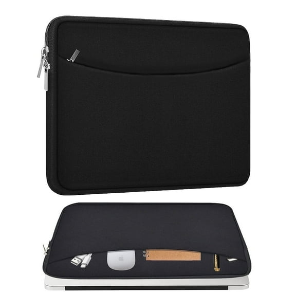 ASTRAEA 14 inch Laptop Sleeve Case, Shockproof Protective Notebook Cover Briefcase, Carrying Computer Bag with Accessory Pocket for 13" 14" MacBook, HP, Dell, Lenovo, Acer, Black