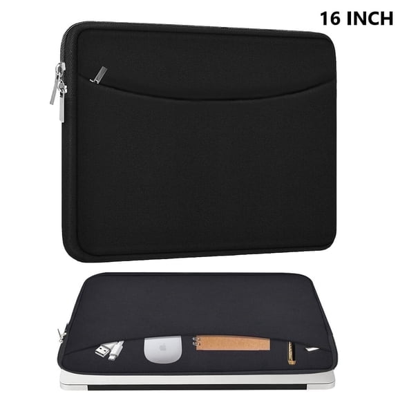 ASTRAEA 16 inch Laptop Sleeve Case, Shockproof Protective Notebook Cover Briefcase, Carrying Computer Bag with Accessory Pocket for 15" 16" MacBook, HP, Dell, Lenovo, Acer, Black