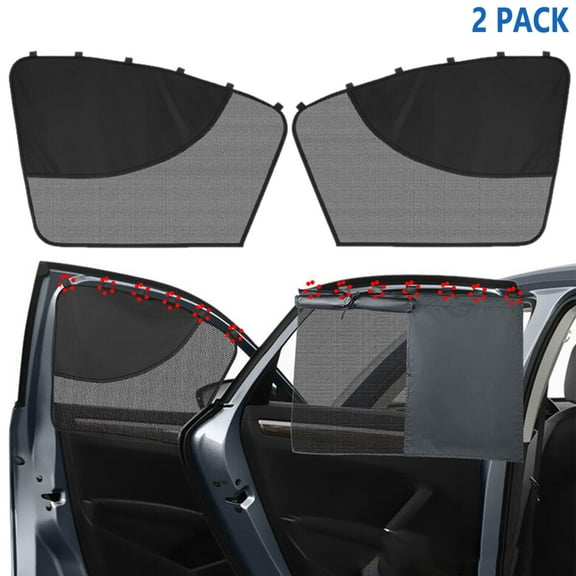 ASTRAEA 2 PCS Magnetic Car Window Sun Shade for Baby, Dual-Layer Mesh Curtain for Front Windows, Half Blackout for Travel Sleeping Camp, Black