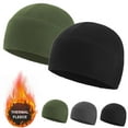 thumbnail image 1 of ASTRAEA [2 Pack] Winter Thermal Beanie Hat, Warm Fleece Helmet Liner Skull Cap for Men Women Running Bike Ski, Black+Green, 1 of 9