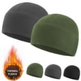 thumbnail image 1 of ASTRAEA [2 Pack] Winter Thermal Beanie Hat, Warm Fleece Helmet Liner Skull Cap for Men Women Running Bike Ski, Green+Gray, 1 of 9