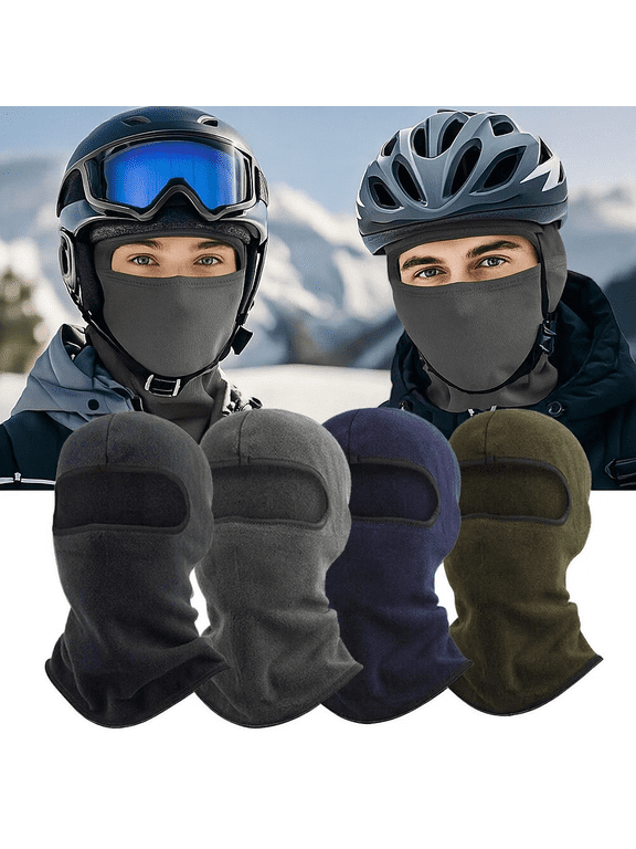 2-Pack Winter Warm Balaclava, Windproof Thermal Fleece Full Face Mask & Neck Cover, Ski Motorcycle Cycling Helmet Liner for Men Women, Gray