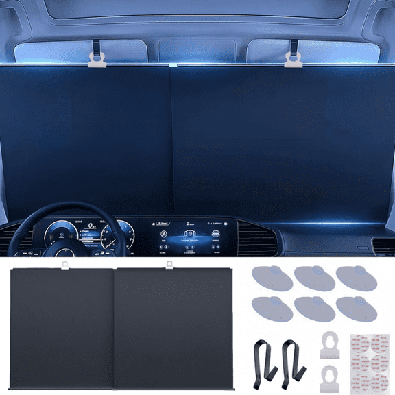 ASTRAEA 2026 Retractable Windshield Sun Shade, Foldable Automatic Car Sunshade for Windshield with UV & Heat Protection, Universal Fit for Car Trucks SUVs