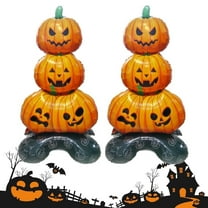 ASTRAEA 2Pcs Halloween Balloons Set, Foil Pumpkin Pile Standing Balloons for Spooky Halloween Party Decoration