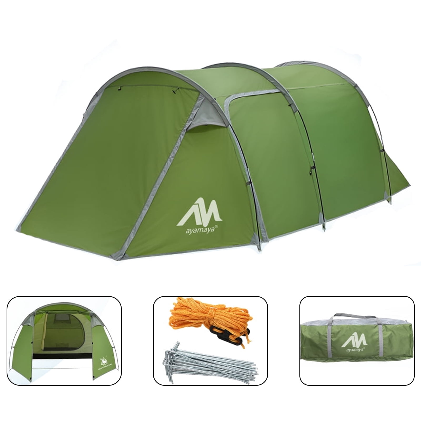 ASTRAEA 3-4 PersonTents for Camping, Waterproof Tunnel Tent with Vestibule & 2 Devided Rooms, Bicycle Tent with Footprint for Bikepacking Travel Hiking Mountaineering