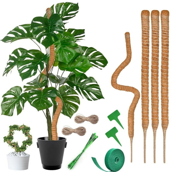 ASTRAEA 4 pack Moss Pole, 28inch Bendable Moss Pole Monstera Plant Support for Climbing Plants Indoor DIY, Coco Coir Plant Pole for Potted Plants Pothos Philodendron