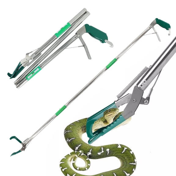 ASTRAEA 50" Snake Grabber Tool, Professional Collapsible 3 Sections Reptile Snake Catcher Stainless Steel for Safe Snake Handling and Rattlesnake Catching