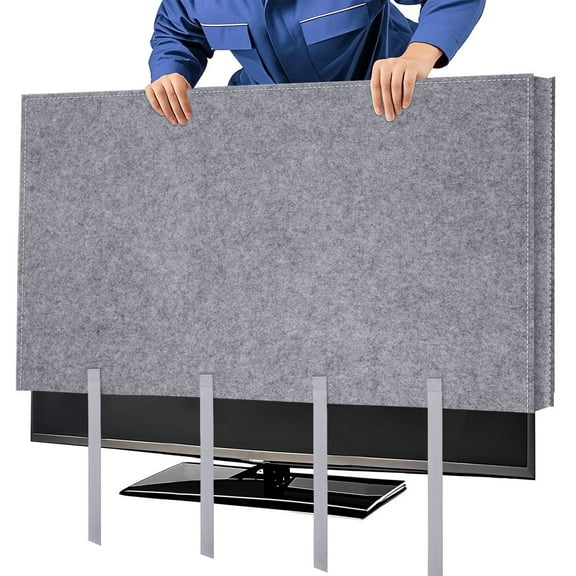 ASTRAEA 65 in TV Moving Box, Heavy Duty Felt TV Screen Protector with Bottom Strap - Dust & Scratch Resistant Cover for Painting, Renovation, Pet Scratch Prevention, Gray