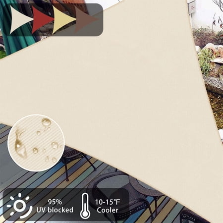 ASTRAEA 8'x 8' Waterproof Sun Shade Sails, Triangle Canopy Effectively 95% UV Block for Outdoor Activies Backyard Patio, Cream