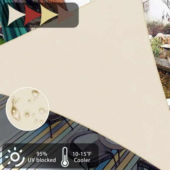 ASTRAEA 8'x 8' Waterproof Sun Shade Sails, Triangle Canopy Effectively 95% UV Block for Outdoor Activies Backyard Patio, Cream