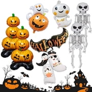 ASTRAEA 8Pcs Halloween Foil Balloons Set, Large Foil Balloons for Spooky Halloween Party Decoration
